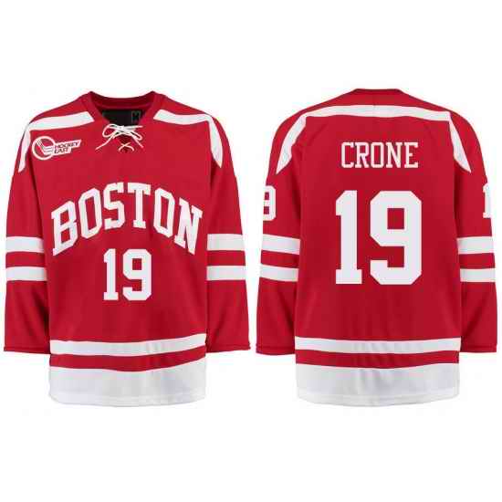 Boston University Terriers BU 19 Hank Crone Red Stitched Hockey Jersey